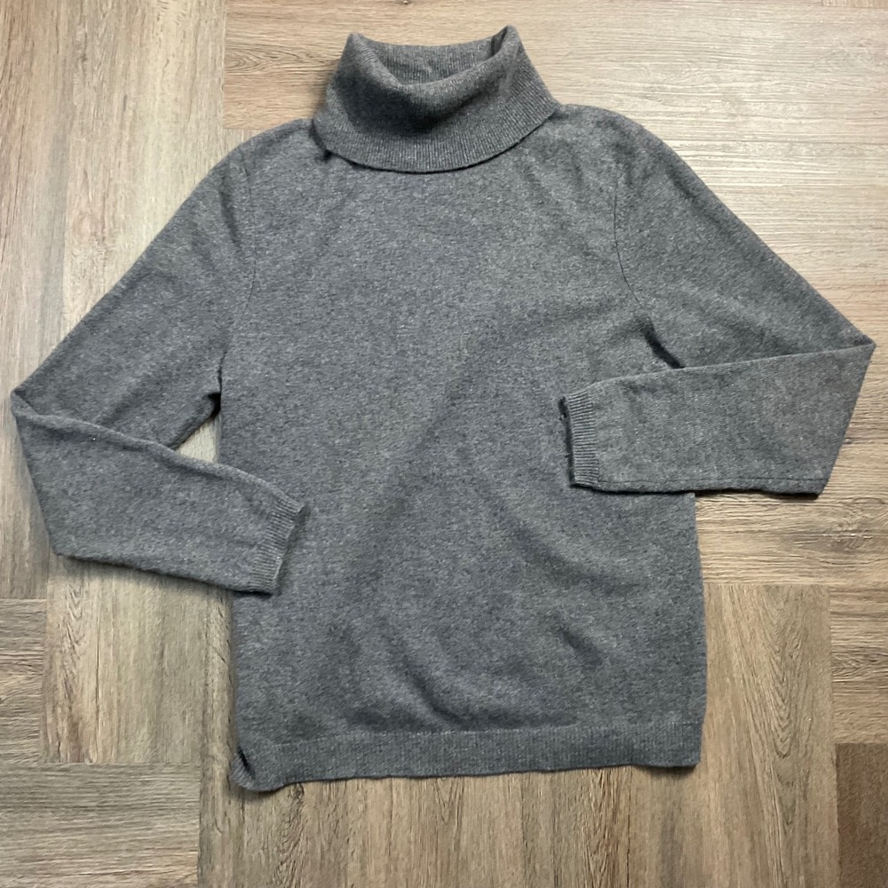 Bloomingdales Cashmere Long Sleeve Roll Neck Turtleneck Sweater Womens XL Gray